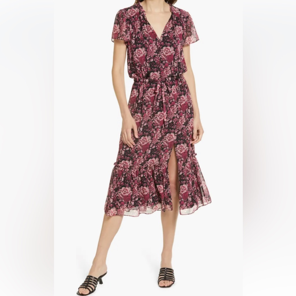 Paige Lyndie Floral Split Neck Dress